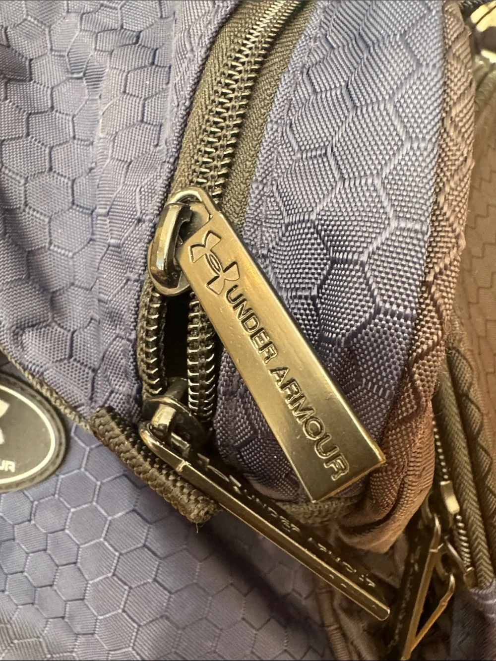 Under Armour Black and Navy Hex-Pattern Duffel Bag